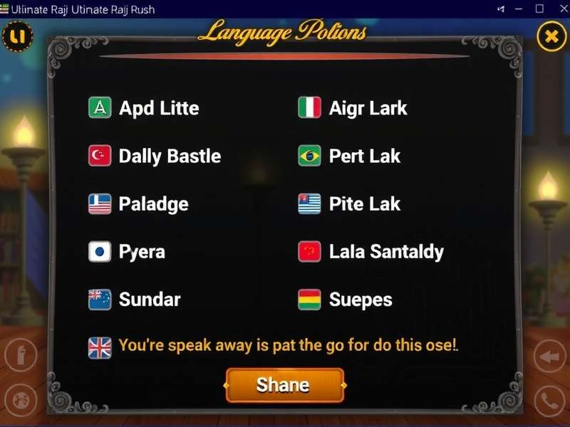 Ultimate Raj Rush Language Options